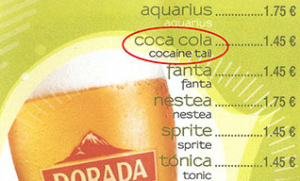 errores de traducción en un menú